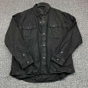 Z1R Denim Shirt Men Extra Large Black Long Sleeve Jacket Pocket Cotton XL